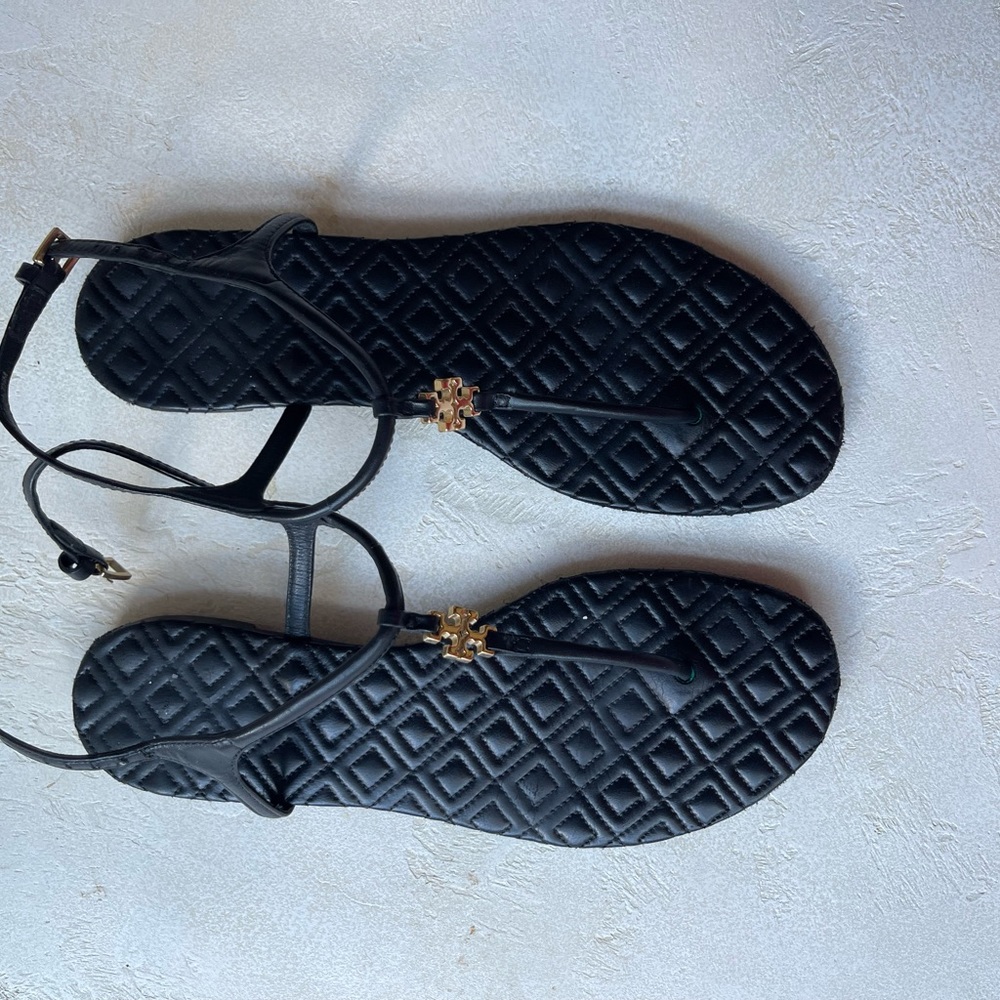 Tory Burch size 7.5 black leather sandals